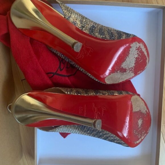 Christian Louboutin Peep Toe Shoe - Gamma Talon 120 Glit - Picture 2 of 5